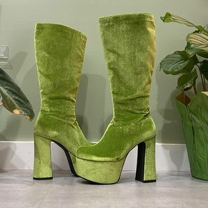Platform Green Boots